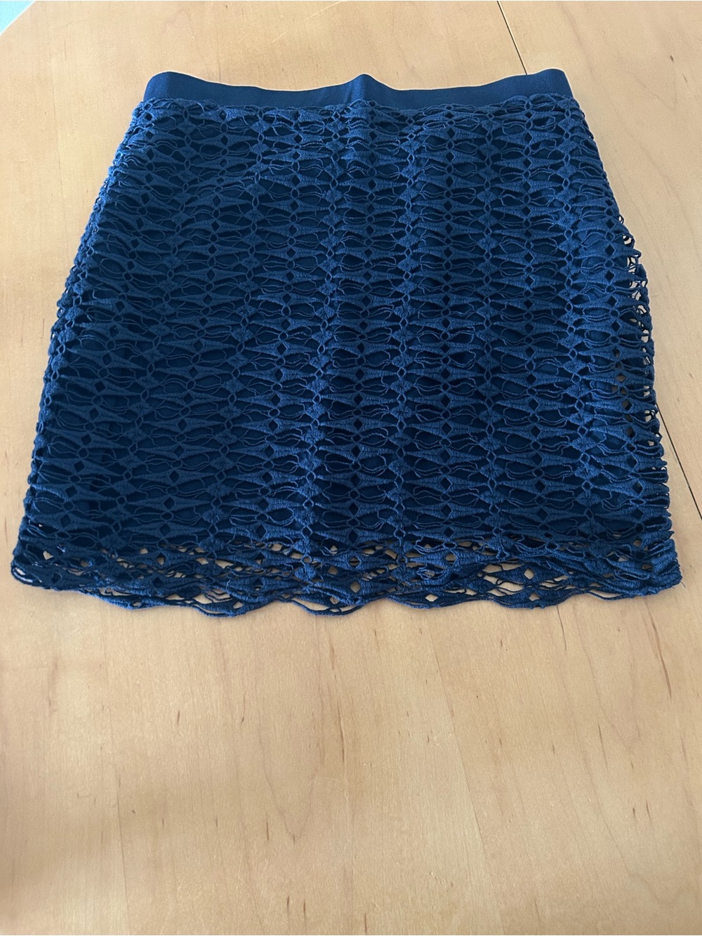 Kenar Navy Crochet Lace Mini Skirt